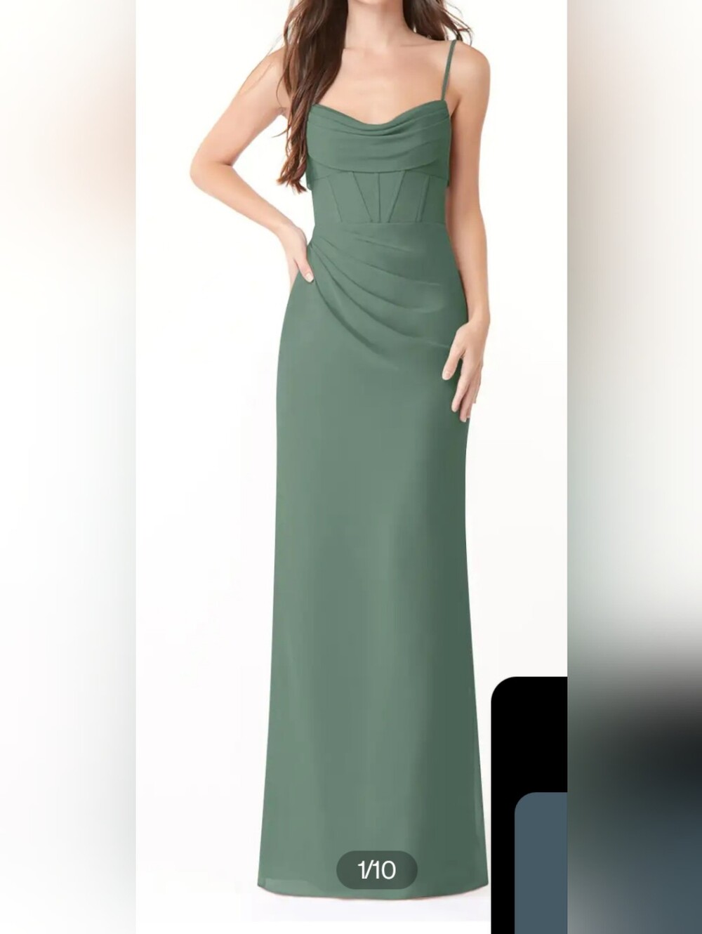 Azazie Mai Dress, Eucalyptus Chiffon